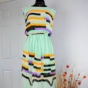 LILY Aqua Dress sleeveless asymmetrical Sz L